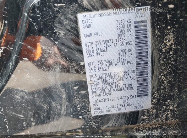 5N1AZ3DT2SC142590 2025 NISSAN MURANO Black Vista del compartimento del motor
