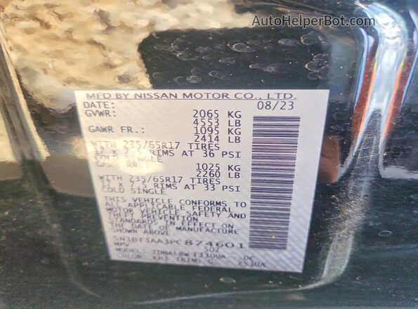 5N1BT3AA3PC874601 2023 NISSAN ROGUE Black Engine compartment view