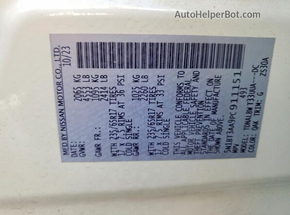 5N1BT3AA9PC911151 2023 NISSAN ROGUE Белый 