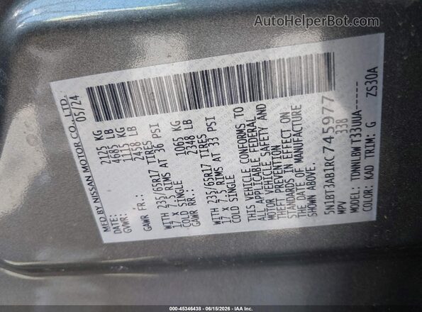 5N1BT3AB1RC745977 2024 NISSAN ROGUE Gray Widok komory silnika