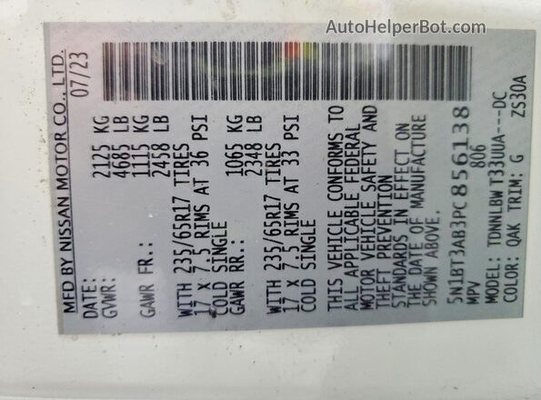 5N1BT3AB3PC856138 2023 NISSAN ROGUE White Vista del compartimento del motor