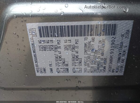 5N1BT3AB6PC931902 2023 NISSAN ROGUE Gray Vista del compartimento del motor