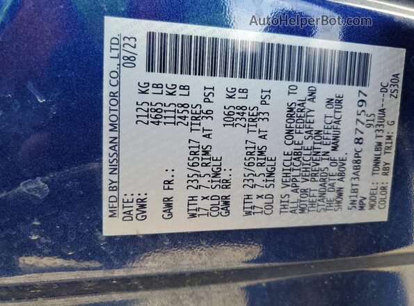 5N1BT3AB8PC877597 2023 NISSAN ROGUE Blue 