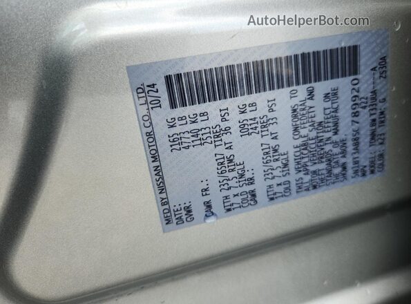 5N1BT3AB8SC789920 2025 NISSAN ROGUE Gray VIN sticker view