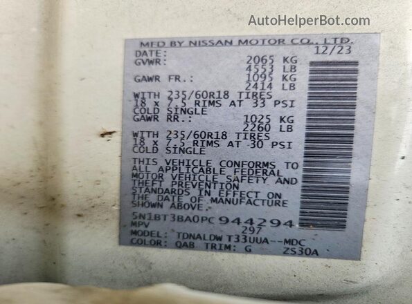 5N1BT3BA0PC944294 2023 NISSAN ROGUE Белый 
