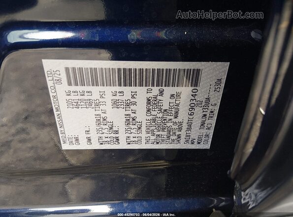 5N1BT3BA0TC690340 2026 NISSAN ROGUE Blue Widok komory silnika