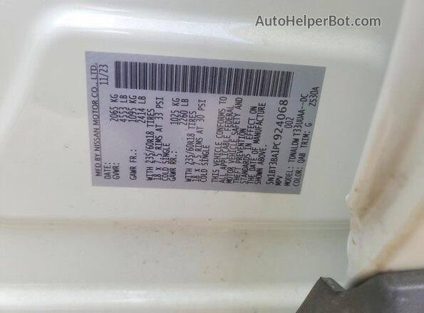 5N1BT3BA1PC924068 2023 NISSAN ROGUE White Vista de la etiqueta del VIN
