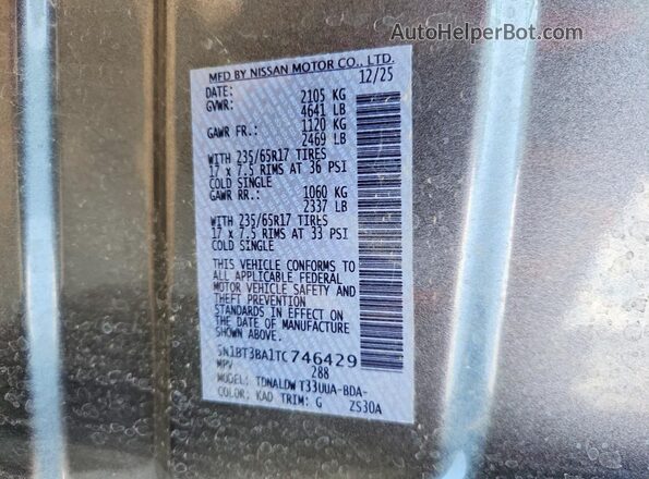5N1BT3BA1TC746429 2026 NISSAN ROGUE Charcoal 