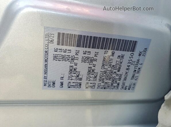 5N1BT3BA2PC843550 2023 NISSAN ROGUE Silver Панорамний вид салону 360°