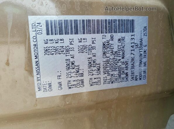 5N1BT3BA2RC714131 2024 NISSAN ROGUE Tan 