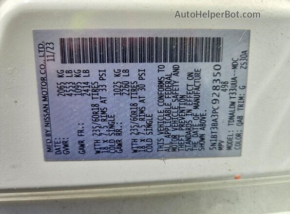 5N1BT3BA3PC928350 2023 NISSAN ROGUE White 