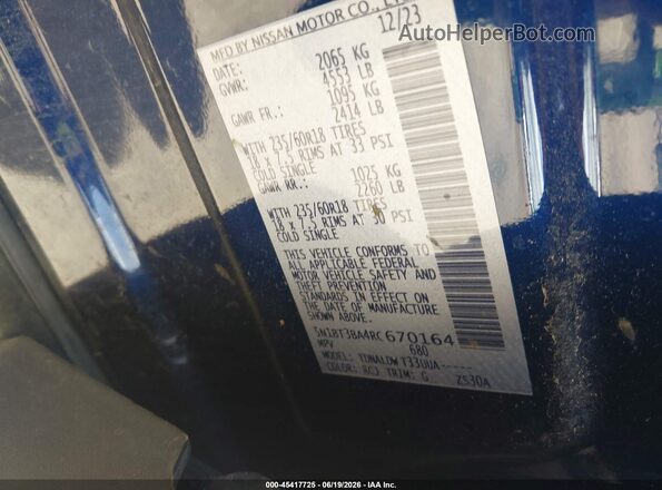 5N1BT3BA4RC670164 2024 NISSAN ROGUE Blue Vista del compartimento del motor