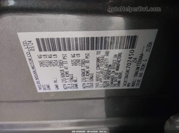 5N1BT3BA5RC707450 2024 NISSAN ROGUE Gray ძრავის განყოფილების ხედი