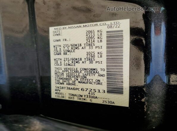 5N1BT3BA6PC672513 2023 NISSAN ROGUE Black Սալոնի 360 աստիճան տեսք