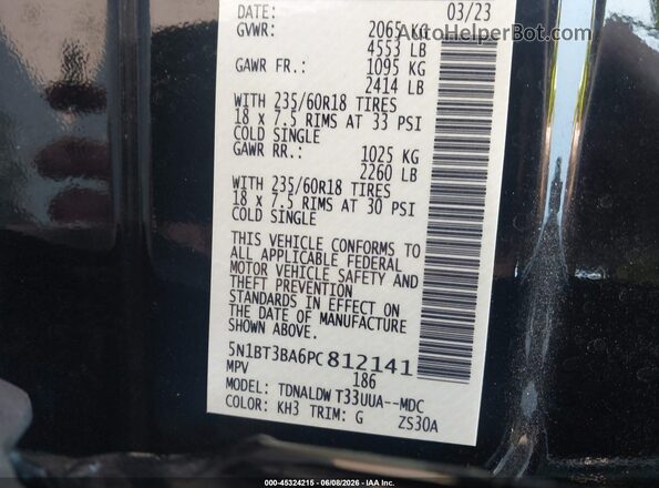 5N1BT3BA6PC812141 2023 NISSAN ROGUE Black Widok komory silnika