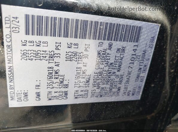 5N1BT3BA7RC710141 2024 NISSAN ROGUE Black Widok komory silnika