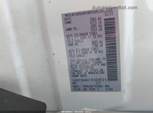 5N1BT3BA8PC930935 2023 NISSAN ROGUE Белый Вид подкапотного пространства