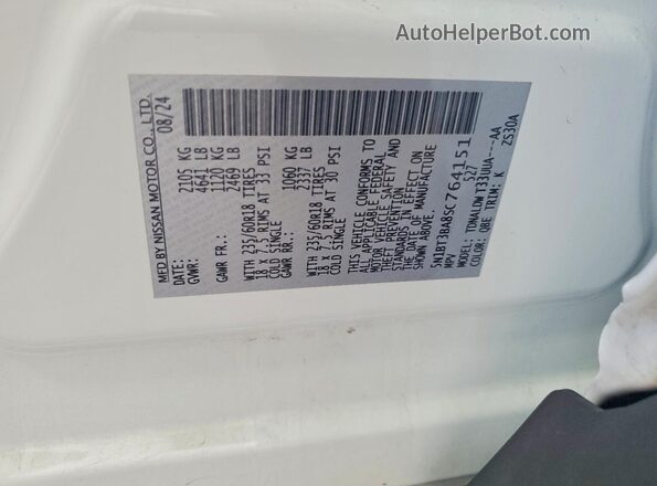 5N1BT3BA8SC764151 2025 NISSAN ROGUE White Widok naklejki z numerem VIN