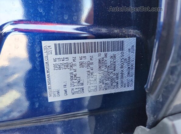 5N1BT3BA8SC807550 2025 NISSAN ROGUE Blue Вид наклейки з VIN-кодом
