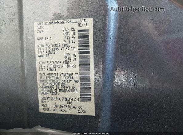 5N1BT3BB5PC780923 2023 NISSAN ROGUE Gray 