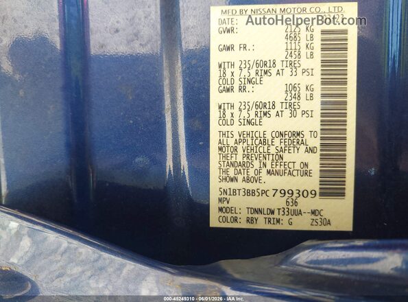 5N1BT3BB5PC799309 2023 NISSAN ROGUE Blue Engine compartment view