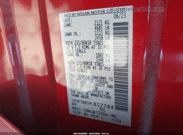 5N1BT3BB5PC852784 2023 NISSAN ROGUE Красный Вид подкапотного пространства