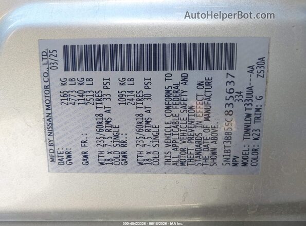 5N1BT3BB5SC835637 2025 NISSAN ROGUE Silver Vista del compartimento del motor