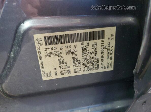 5N1BT3BB8PC802316 2023 NISSAN ROGUE Silver VIN sticker view
