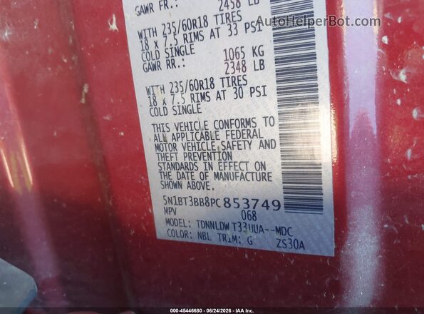 5N1BT3BB8PC853749 2023 NISSAN ROGUE Red Vista del compartimento del motor