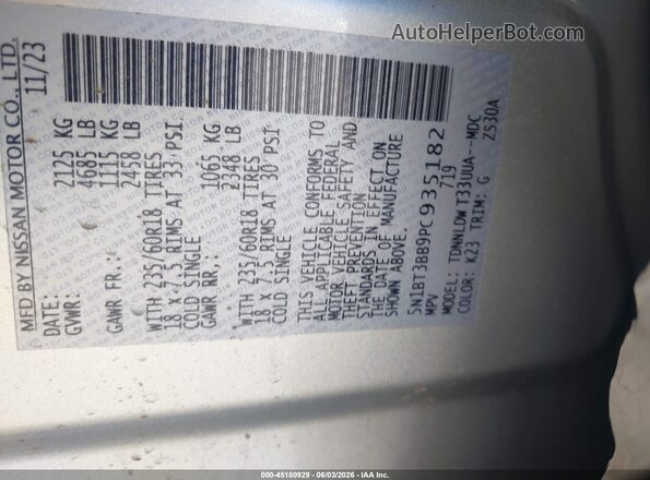 5N1BT3BB9PC935182 2023 NISSAN ROGUE Silver Engine compartment view