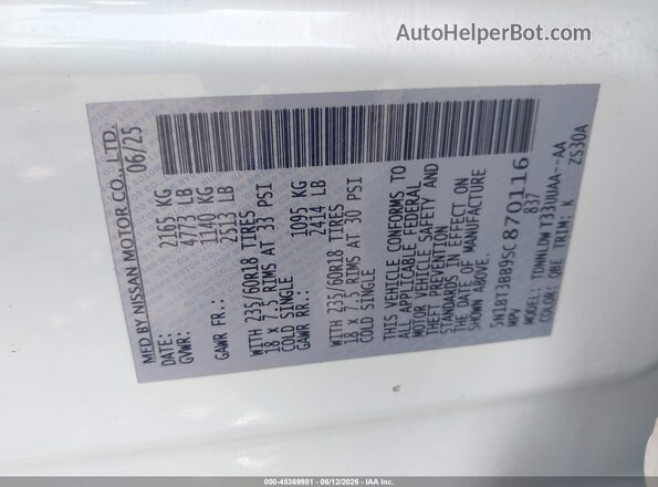 5N1BT3BB9SC870116 2025 NISSAN ROGUE White Vista del compartimento del motor