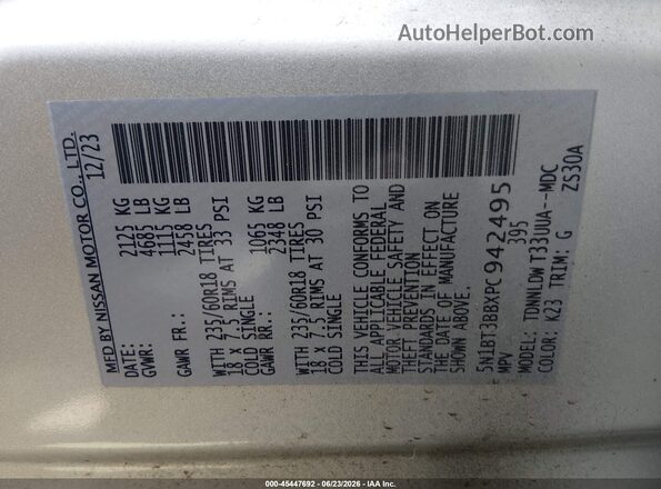 5N1BT3BBXPC942495 2023 NISSAN ROGUE Silver Engine compartment view