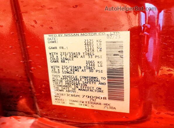 5N1BT3CB6PC790908 2023 NISSAN ROGUE Красный 