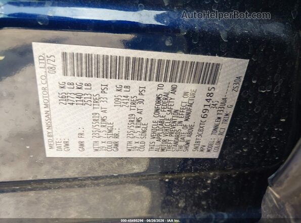 5N1BT3CBXTC691485 2026 NISSAN ROGUE Blue ძრავის განყოფილების ხედი