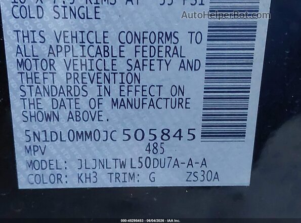 5N1DL0MM0JC505845 2018 INFINITI QX60 Black Вид підкапотного простору