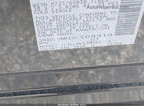 5N1DL0MM1JC509919 2018 INFINITI QX60 Black 