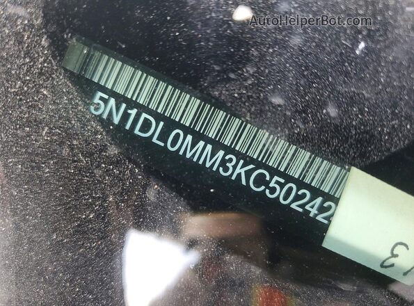 5N1DL0MM3KC502424 2019 INFINITI QX60 Black VIN sticker view