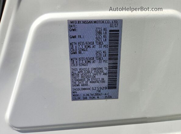 5N1DL0MM4HC525929 2017 INFINITI QX60 White 