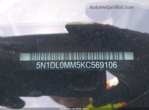 5N1DL0MM5KC569106 2019 INFINITI QX60 Gray 