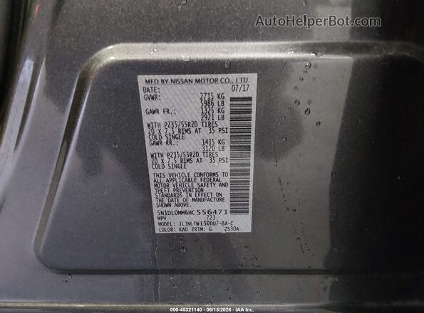 5N1DL0MM6HC556471 2017 INFINITI QX60 Серый Вид подкапотного пространства