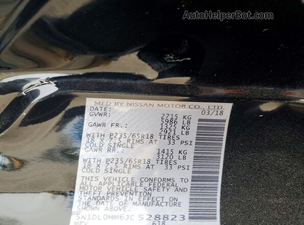 5N1DL0MM6JC528823 2018 INFINITI QX60 Black Vista de la etiqueta del VIN