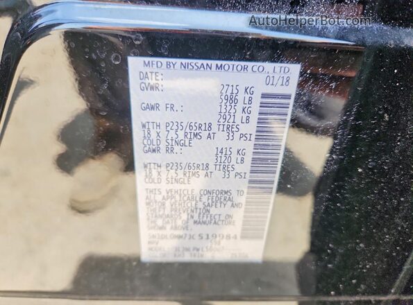 5N1DL0MM7JC519984 2018 INFINITI QX60 Black Vista de la etiqueta del VIN