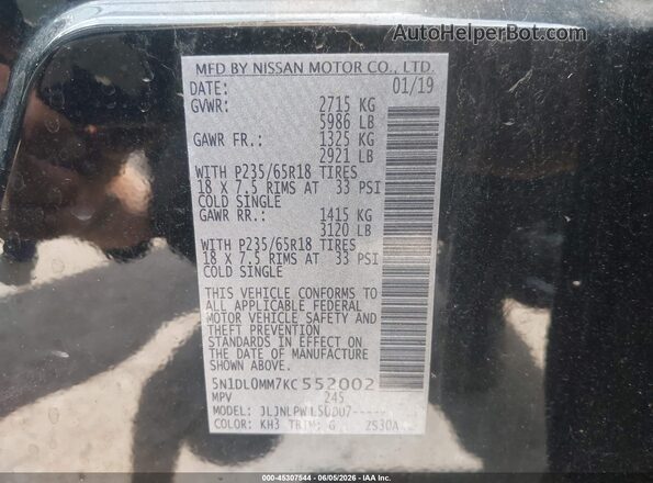 5N1DL0MM7KC552002 2019 INFINITI QX60 Black 