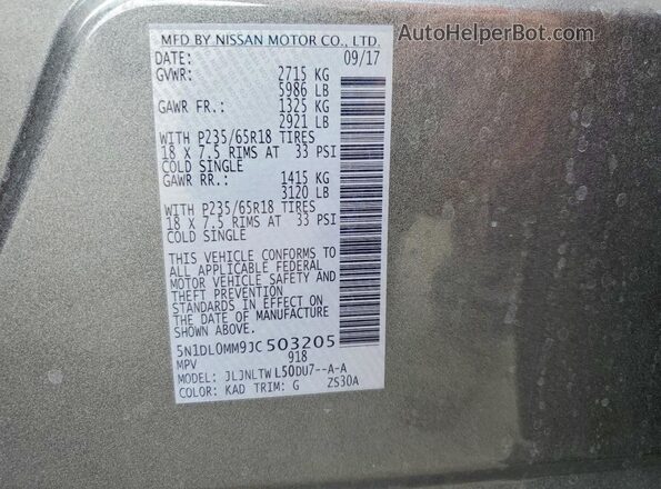5N1DL0MM9JC503205 2018 INFINITI QX60 Gray 