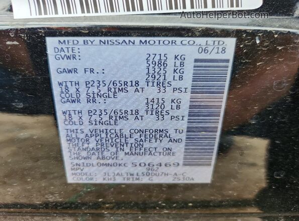 5N1DL0MN0KC506469 2019 INFINITI QX60 Black 