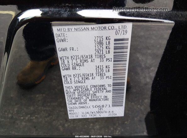 5N1DL0MN1LC506871 2020 INFINITI QX60 Black Engine compartment view