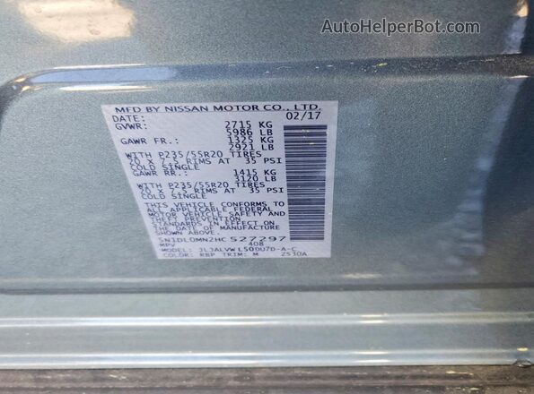 5N1DL0MN2HC527297 2017 INFINITI QX60 Blue 