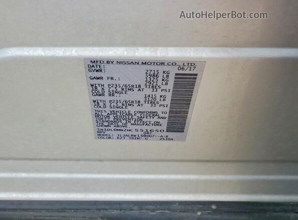 5N1DL0MN2HC551650 2017 INFINITI QX60 Silver Engine compartment view