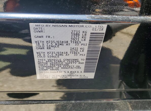 5N1DL0MN4JC518011 2018 INFINITI QX60 Black 