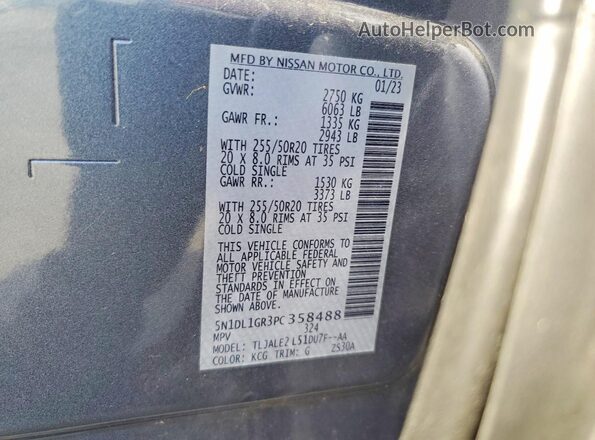 5N1DL1GR3PC358488 2023 INFINITI QX60 Gray 
